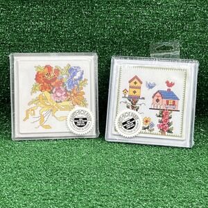 Crafty Hot Plate Lot of 2 CrossStitch Kit Spring Bouquet, Bird Houses New Sealed